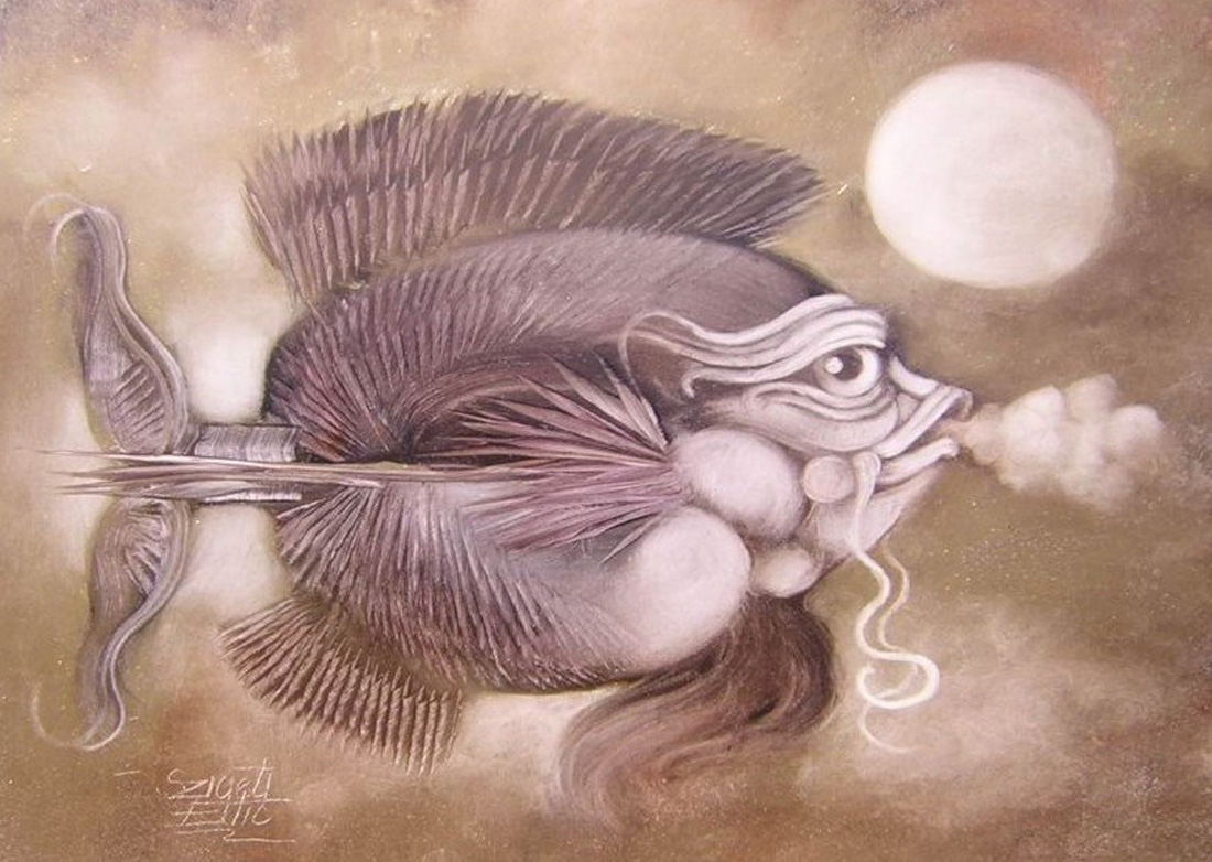 308 Puffy silver fish 30x40 cm